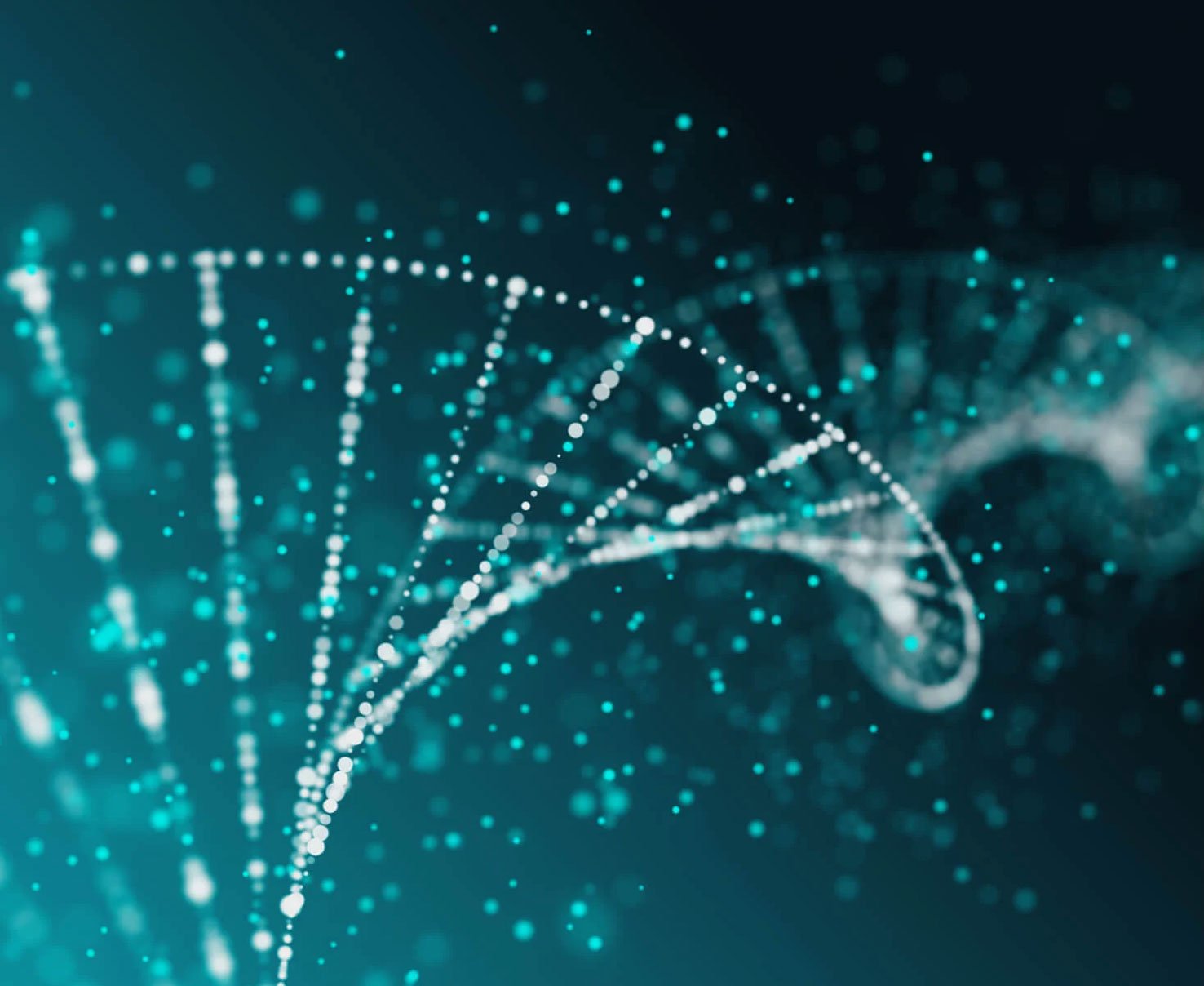 Computer generated image of a DNA helix representing Scorpion Biological Services' cell therapy development and manufacturing capabilities